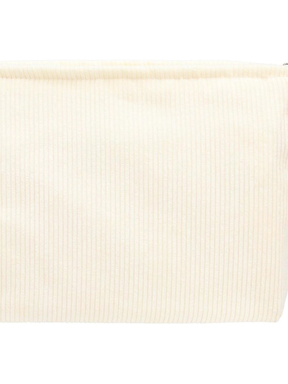 Flat Makeup Bag for Women,Zipper Cosmetic Pouch Purse,Corduroy Cream White